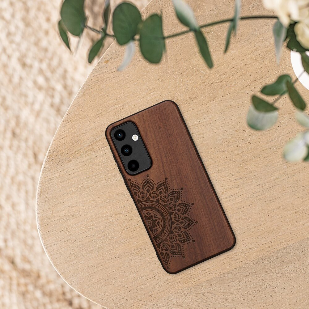 KW Samsung Galaxy A55 5G Θήκη από Φυσικό Ξύλο - Design Rising Sun - Dark Brown