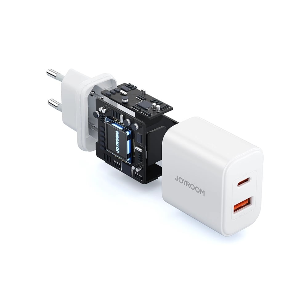 Joyroom PD 20W Οικιακός Φορτιστής Γρήγορης Φόρτισης με Θύρα USB και Θύρα Type - C και Καλώδιο Type - C to Lightning - White - JR - TCF05