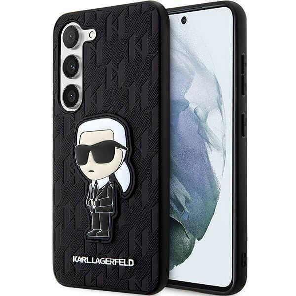 Karl Lagerfeld Samsung Galaxy S23+ - Saffiano Monogram Ikonik Σκληρή Θήκη - Black - KLHCS23MSAKLHKPK