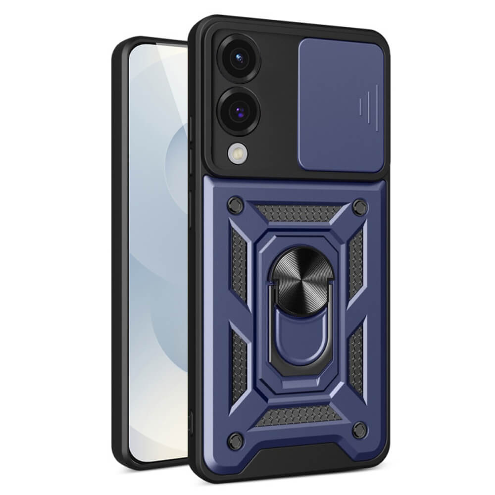 Techsuit Samsung Galaxy S25 Edge - CamShield - Σκληρή Θήκη με Προστασία Καμερών και Δαχτυλίδι Συγκράτησης - Blue