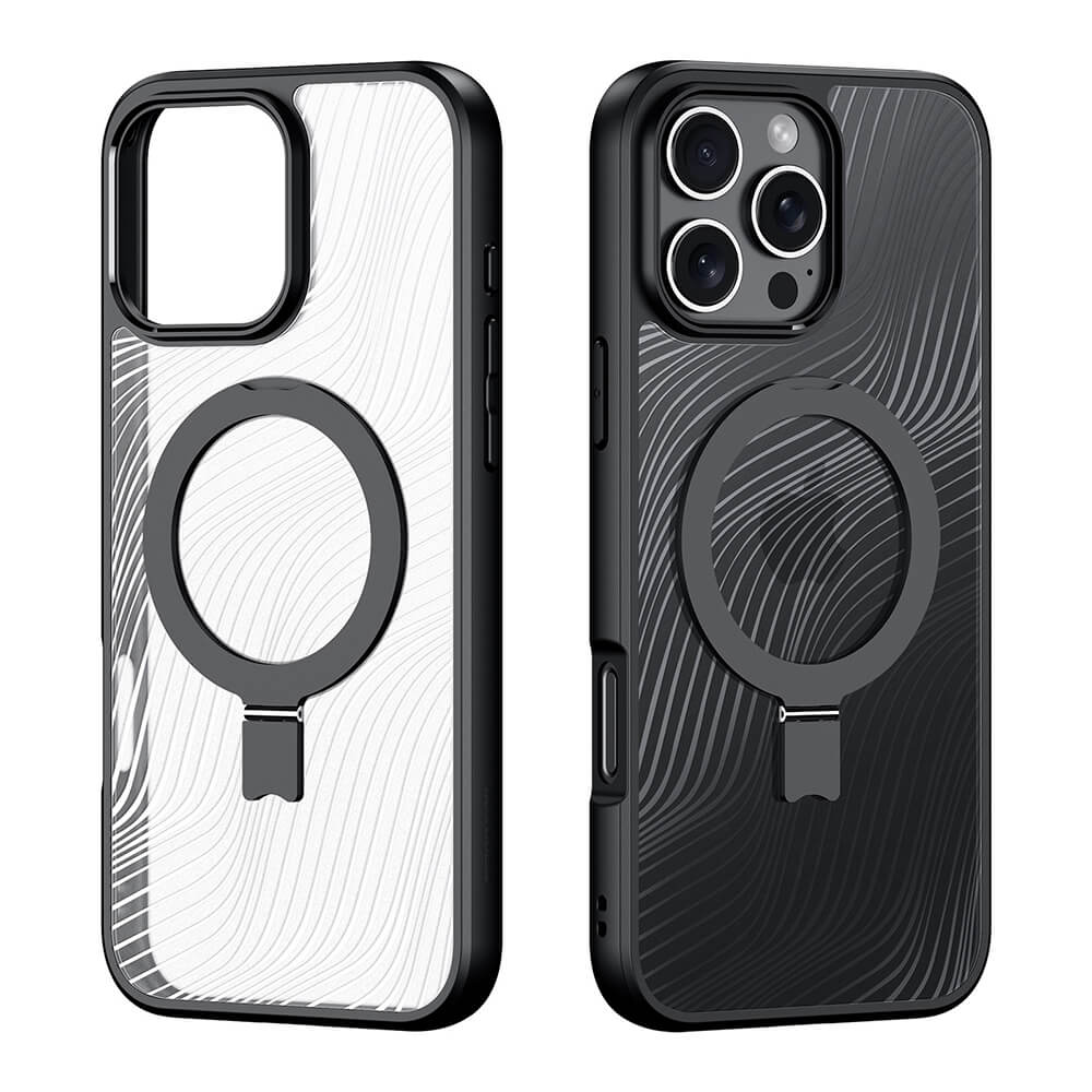 Dux Ducis iPhone 16 Pro Aimo MagSafe Magnetic Stand Σκληρή Θήκη με Πλαίσιο Σιλικόνης και MagSafe - Black