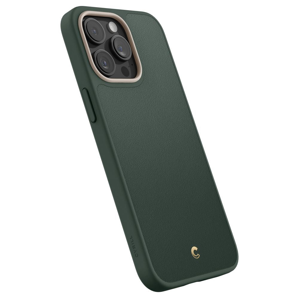 Spigen Cyrill iPhone 15 Pro Max Kajuk Mag Θήκη με Επένδυση Συνθετικού Δέρματος και MagSafe - Forest Green