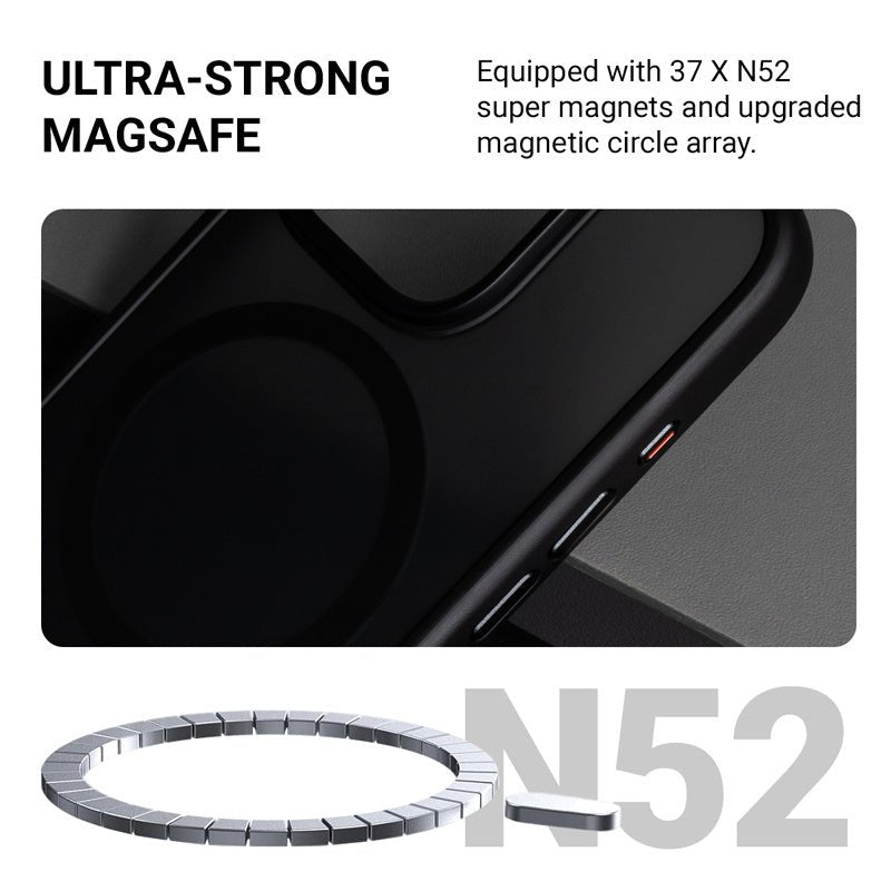 Crong iPhone 15 Pro Max Hybrid Frost Mag - Σκληρή Θήκη με Πλαίσιο Σιλικόνης και MagSafe - Black