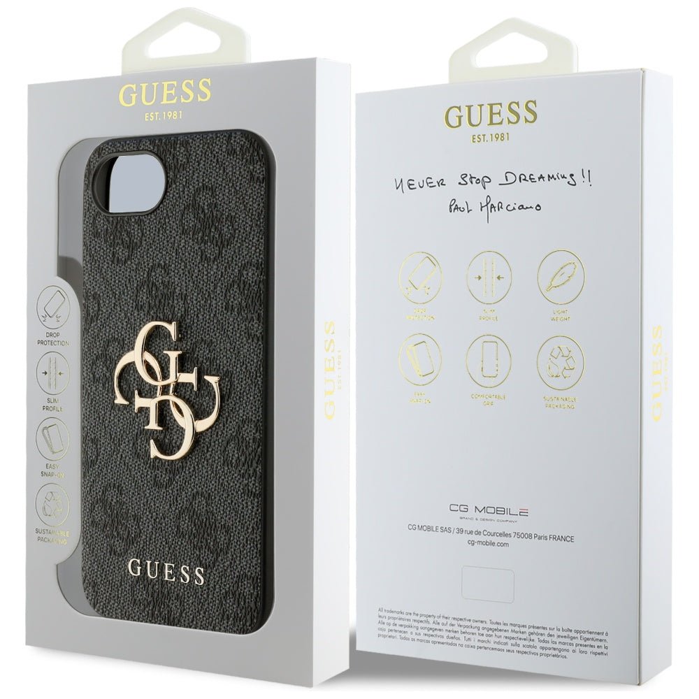 Guess iPhone 16e - 4G Big Logo - Θήκη με Επένδυση Συνθετικού Δέρματος - Black - GUHCPSE44GMGGR