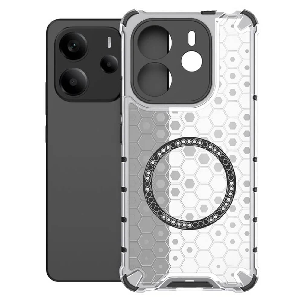 Techsuit Xiaomi Redmi Note 14 5G Honeycomb Shield MagSafe Σκληρή Θήκη με Πλαίσιο Σιλικόνης - White