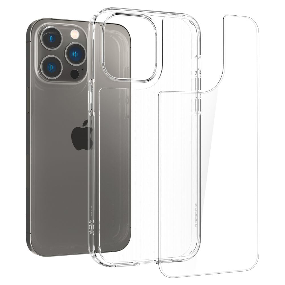 Spigen iPhone 14 Pro Max Quartz Hybrid Θήκη με Πλαίσιο Σιλικόνης και Όψη Γυαλιού Tempered Glass - Crystal Clear
