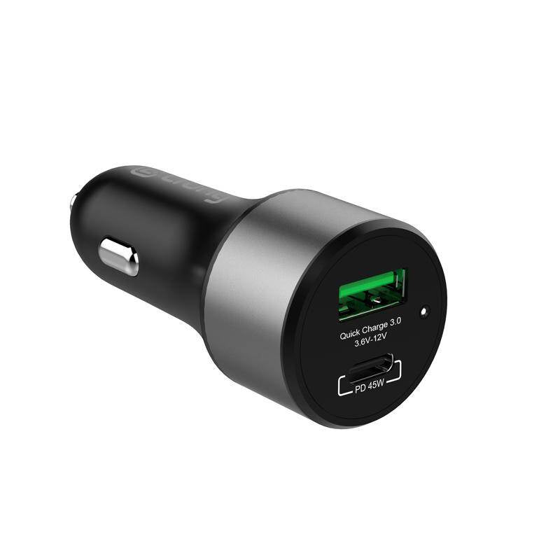 Crong Power 63W Φορτιστής Αυτοκινήτου Γρήγορης Φόρτισης με 1 Θύρα Type - C και 1 Θύρα USB - Black