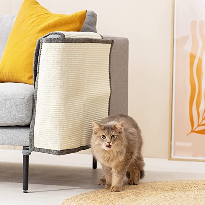Navaris Cat Scratch Mat Sofa Shield - Προστατευτικό Καναπέ από Γρατζουνιές Γάτας - Αριστερή Πλευρά - 70cm x 10cm x 50cm - Grey / Beige - 56507.02