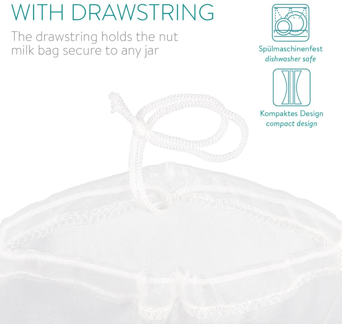 Navaris Organic Nut Milk Bag Σακούλα Γάλακτος - Medium 25 x 30cm - White - 44348.02