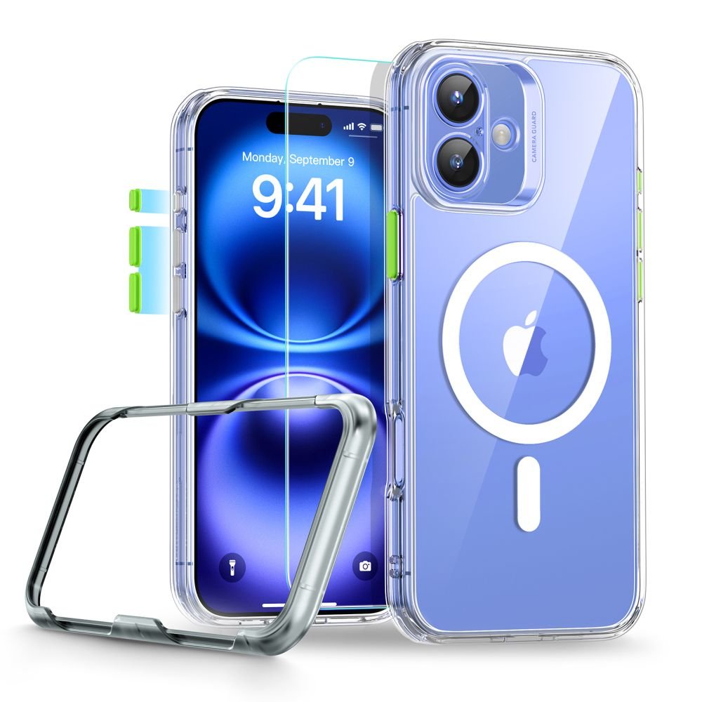 ESR iPhone 16 - Classic Pro Halolock - Σετ με 1 Αντιχαρακτικό Γυαλί Οθόνης και Θήκη MagSafe - Διάφανη