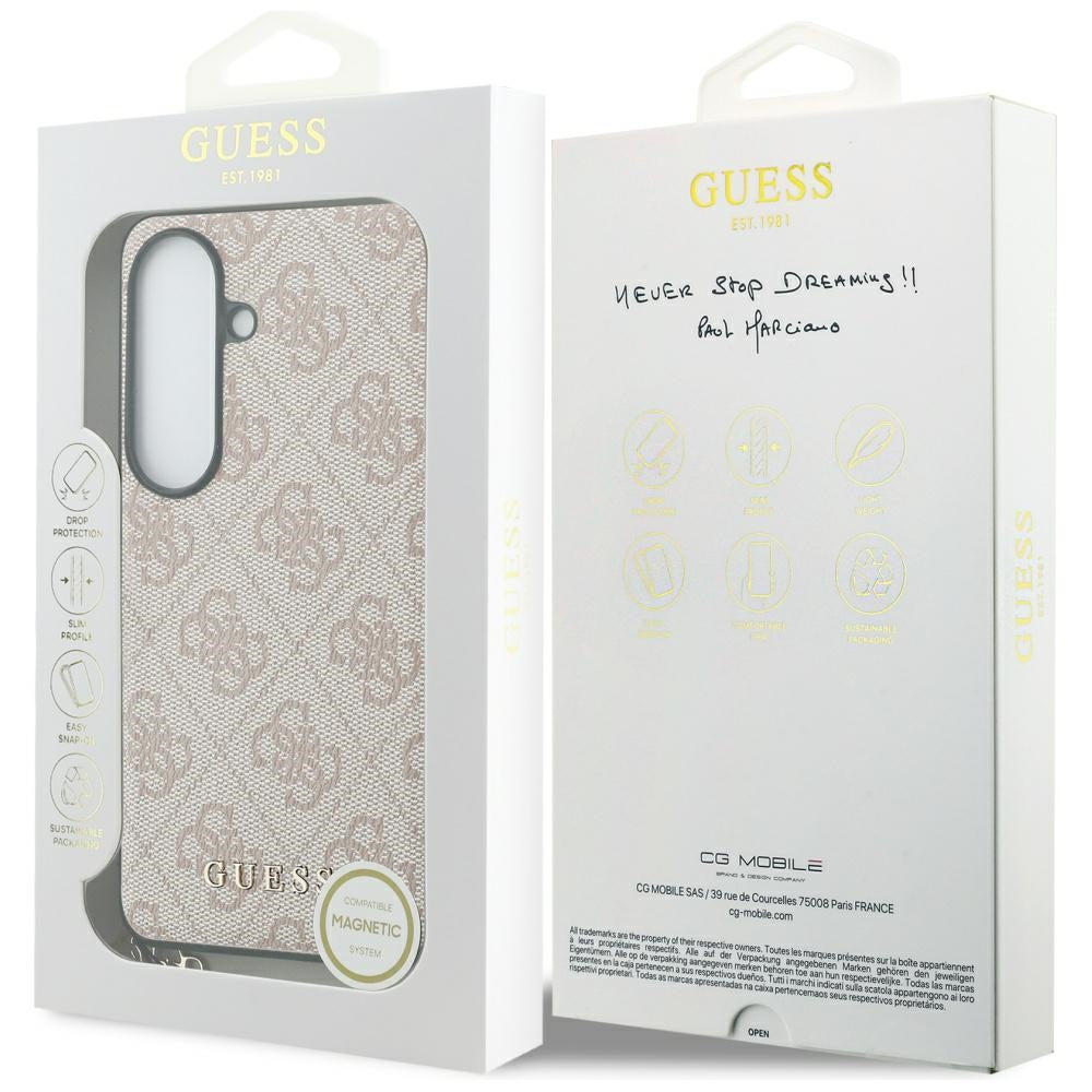Guess Samsung Galaxy S26 - Θήκη με Επένδυση Συνθετικού Δέρματος και MagSafe - 4G Classic Logo Charm MagSafe - Pink