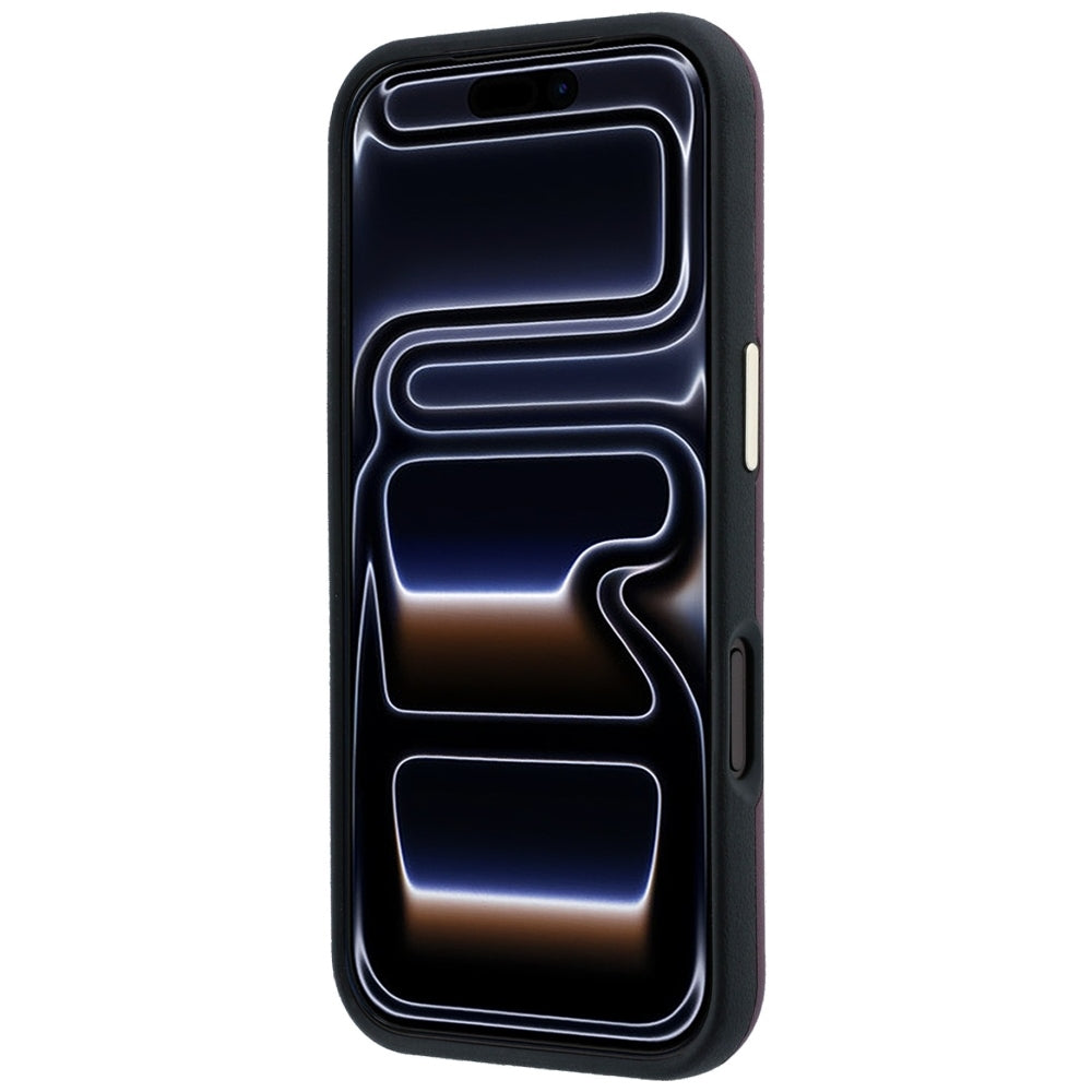 Guess iPhone 18 Pro Max / iPhone 17 Pro Max - Θήκη με Επένδυση Συνθετικού Δέρματος MagSafe - Perforated 4G Gold Logo - Burgundy