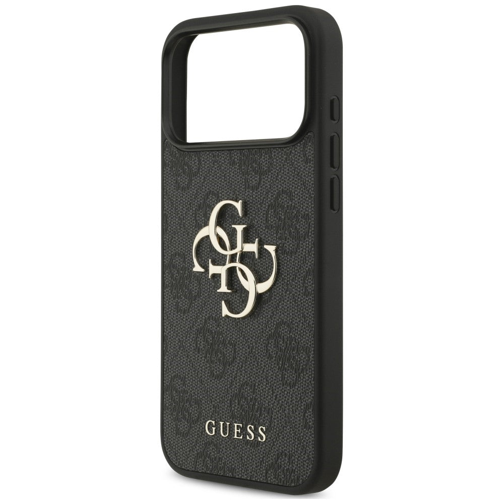 Guess iPhone 18 Pro Max / iPhone 17 Pro Max - Σκληρή Θήκη με Επένδυση Συνθετικού Δέρματος και Λουράκι - 4G Strap 4G Classic Logo - Black