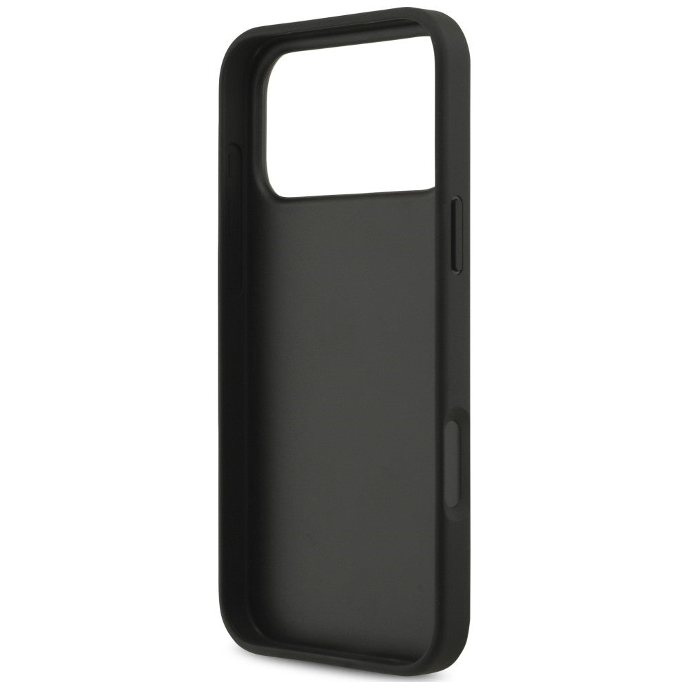 Guess iPhone 18 Pro Max / iPhone 17 Pro Max - Σκληρή Θήκη με Επένδυση Συνθετικού Δέρματος και Λουράκι - 4G Strap 4G Classic Logo - Black