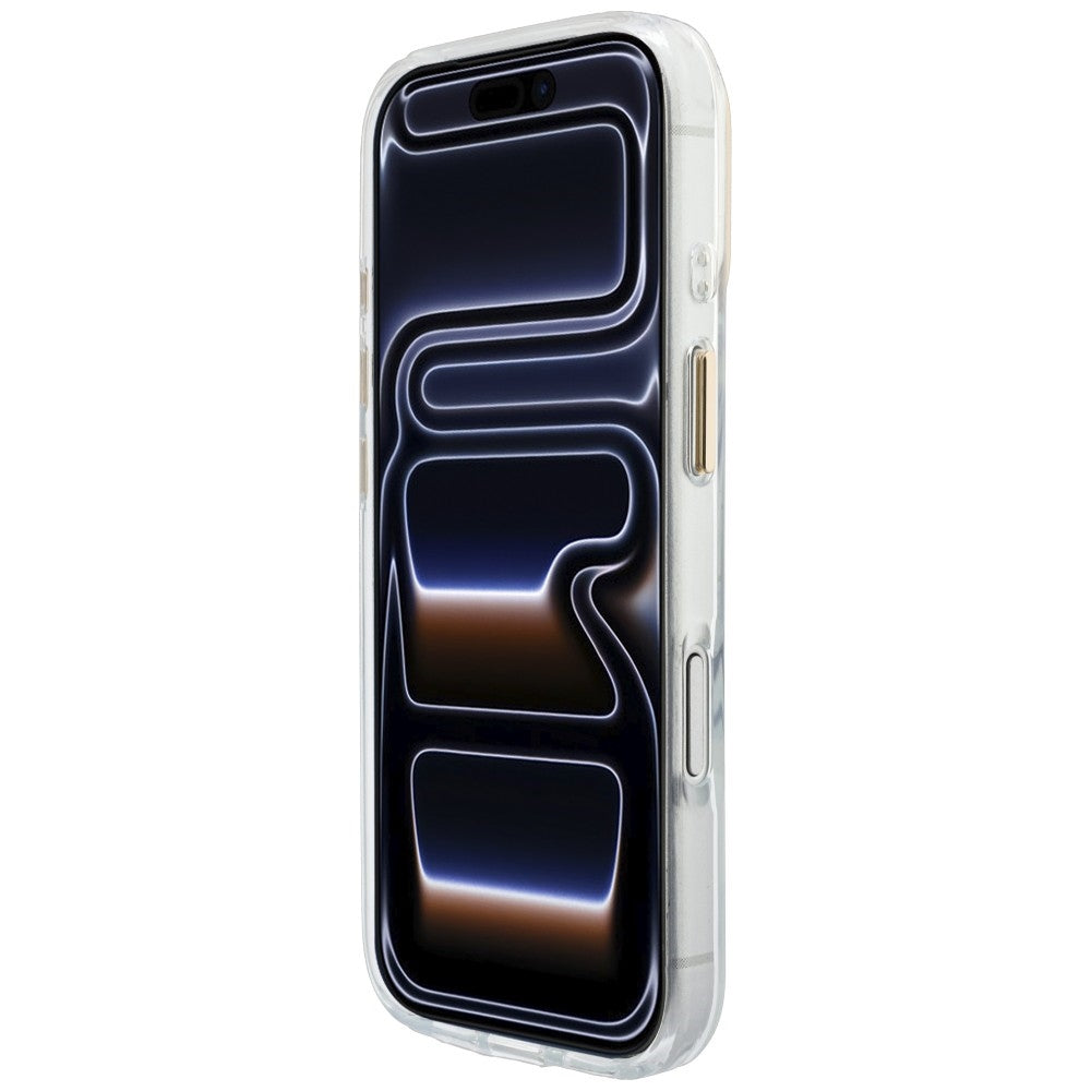Guess iPhone 18 Pro / iPhone 17 Pro - Σκληρή Θήκη με Πλαίσιο Σιλικόνης και MagSafe - IML Script Metal - Clear