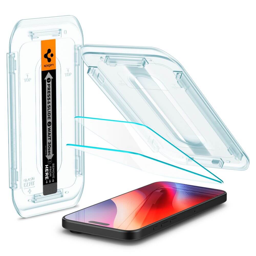 Spigen iPhone 16 Pro / iPhone 17 / iPhone 17 Pro Glas.TR EZ Fit 9H Αντιχαρακτικό Γυαλί Οθόνης - 2 Τεμάχια - Clear - AGL07928