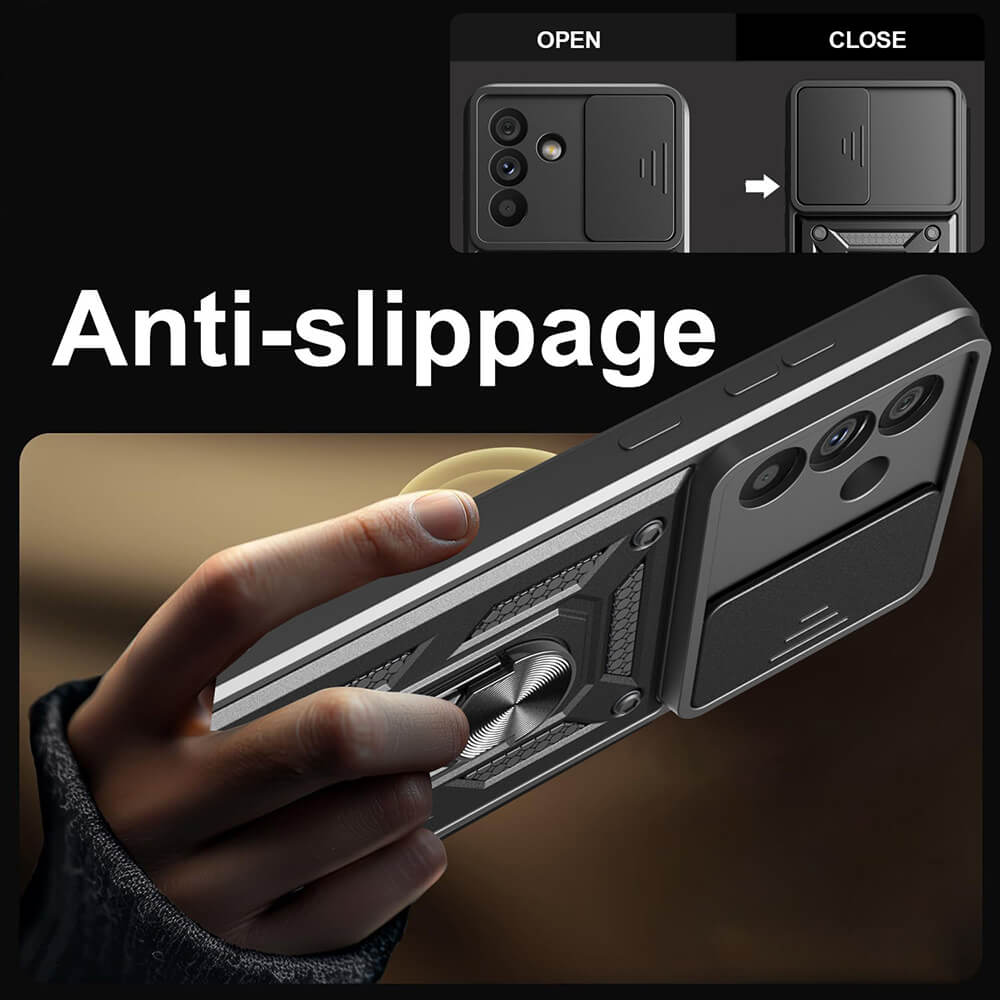 Techsuit Samsung Galaxy A56 5G - CamShield - Σκληρή Θήκη με Προστασία Καμερών και Δαχτυλίδι Συγκράτησης - Black