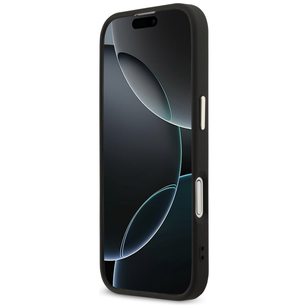 Guess iPhone 17 - 4G Big 4G Classic Logo - Σκληρή Θήκη με Πλαίσιο Σιλικόνης και Επένδυση από Οικολογικό Δέρμα - Black / Gold - GUHCP17S4GMGCGR