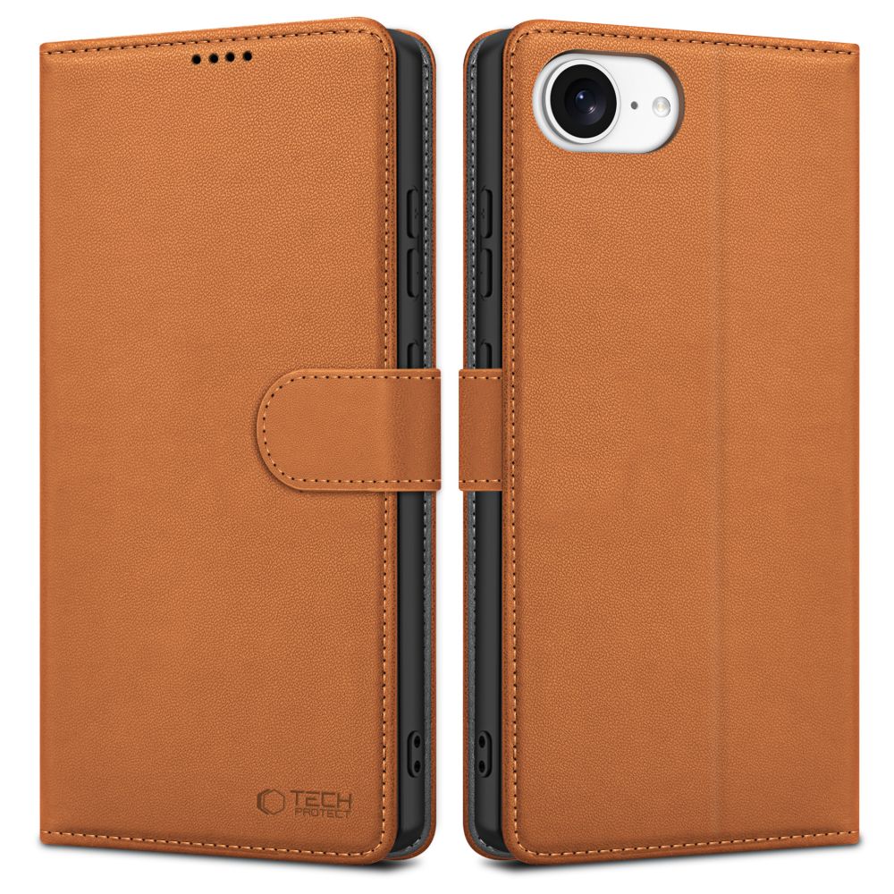 Tech - Protect iPhone 16e Θήκη Πορτοφόλι Stand από Δερματίνη - Saddle Brown
