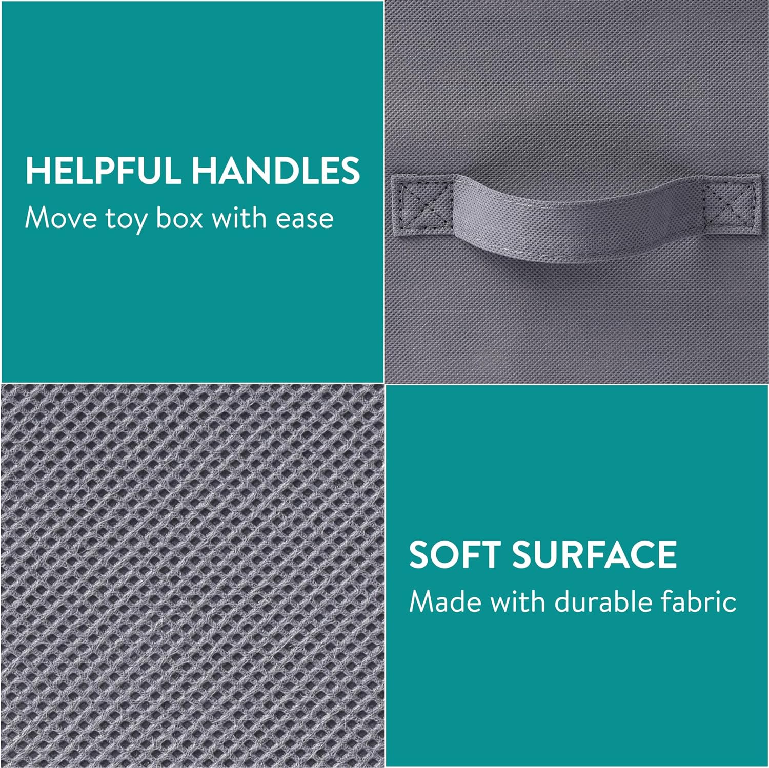 Navaris Παιδικό Κουτί Αποθήκευσης Παιχνιδιών με Διαχωριστικό - 62 x 33 x 40 cm - Grey - 61058.01