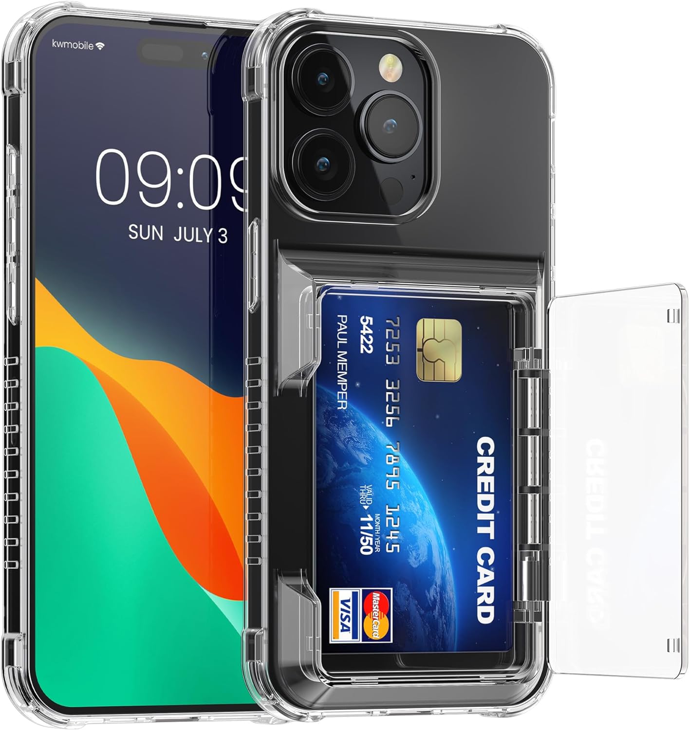 KW iPhone 15 Pro Max Σκληρή Θήκη με Υποδοχή για Κάρτες - Clear