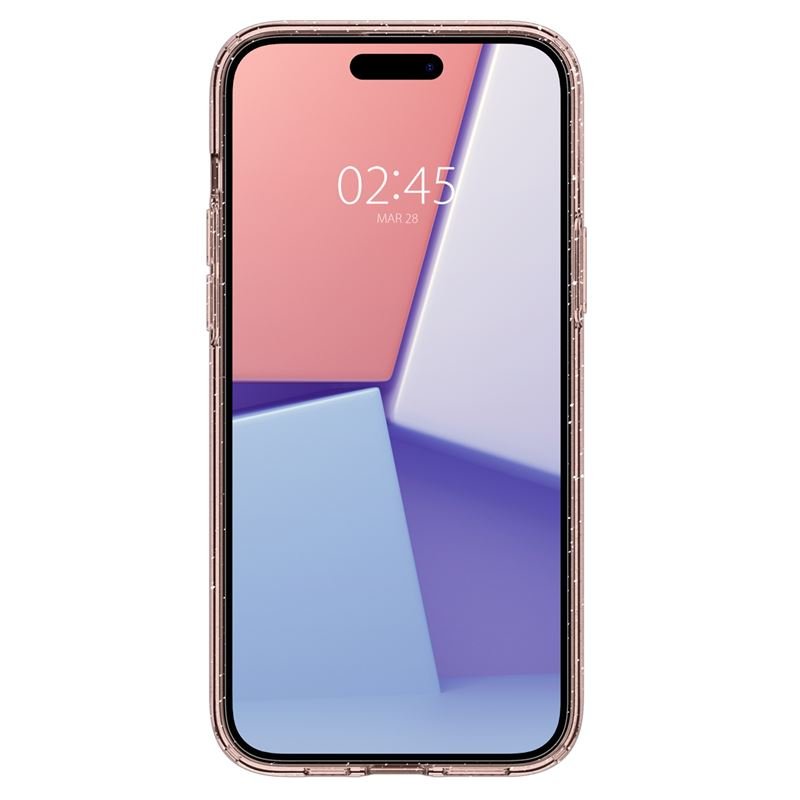 Spigen iPhone 15 Liquid Crystal Glitter Θήκη Σιλικόνης - Rose Quartz