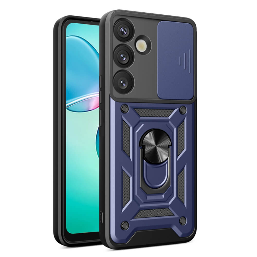 Techsuit Samsung Galaxy S25 Plus - CamShield - Σκληρή Θήκη με Προστασία Καμερών και Δαχτυλίδι Συγκράτησης - Blue