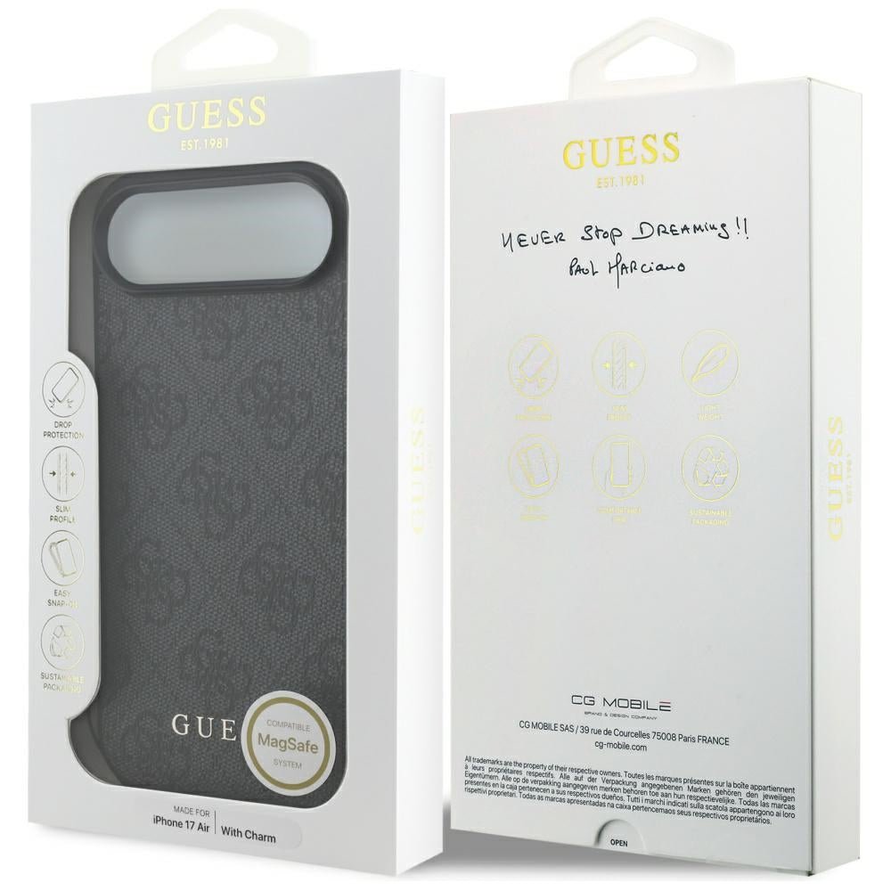 Guess iPhone Air - 4G Charms Collection MagSafe - Θήκη με Επένδυση Συνθετικού Δέρματος - Black - GUHMP17MGF4GCK