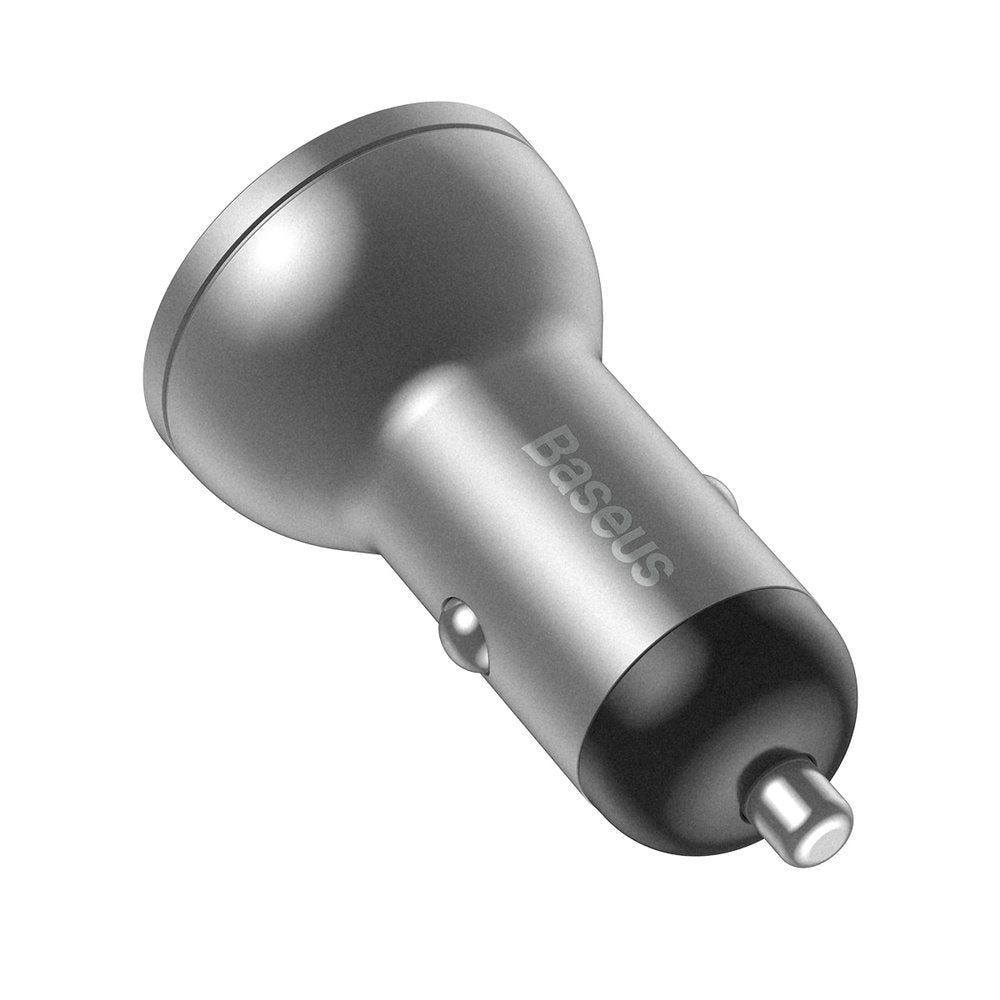 Baseus Digital Display Φορτιστής Αυτοκινήτου 4.8A με Δύο Θύρες USB - Silver - CCBX - 0S