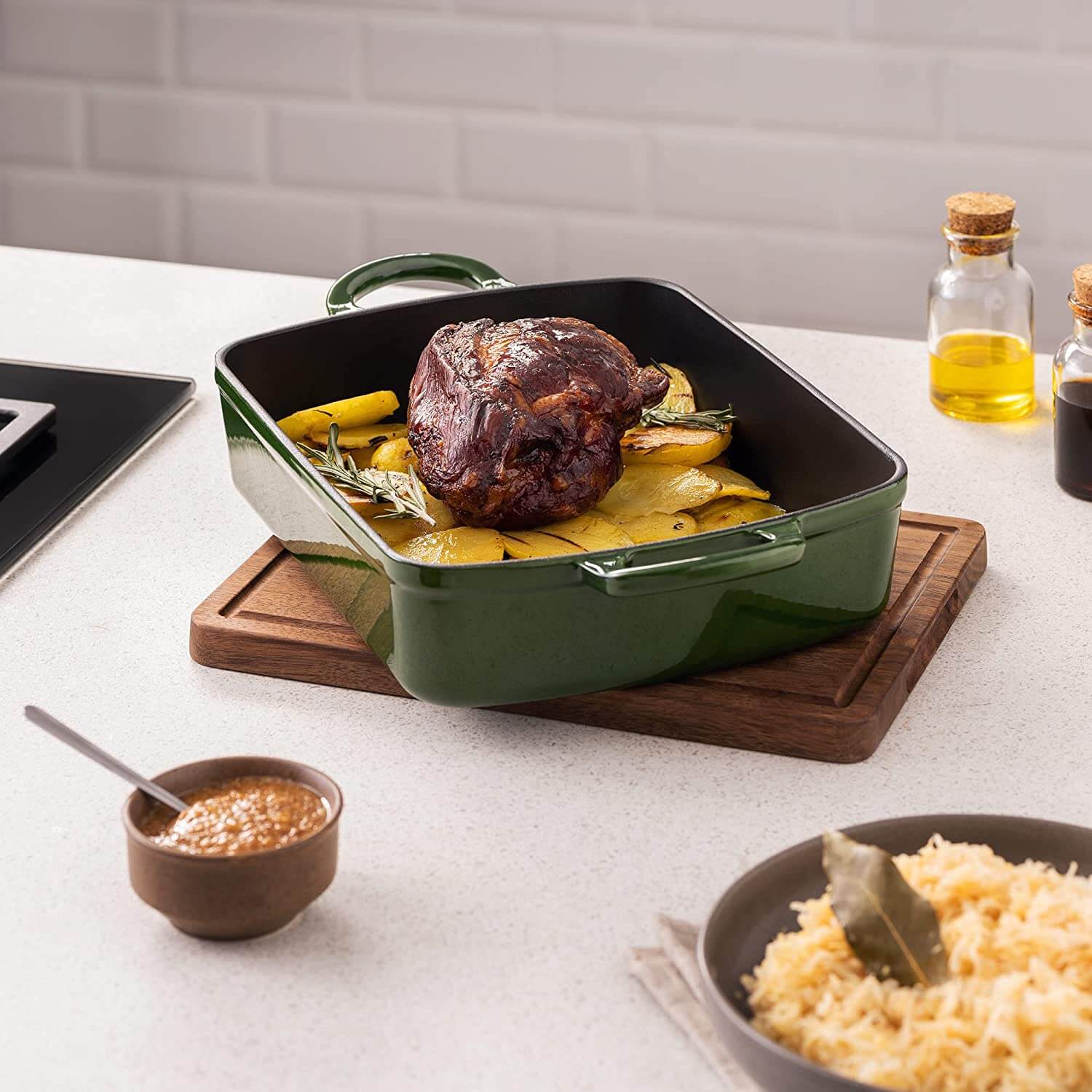 Navaris Μαντεμένιο Ορθογώνιο Ταψί - 33,2 x 25,7 cm - Dark Green - 59009.01.80