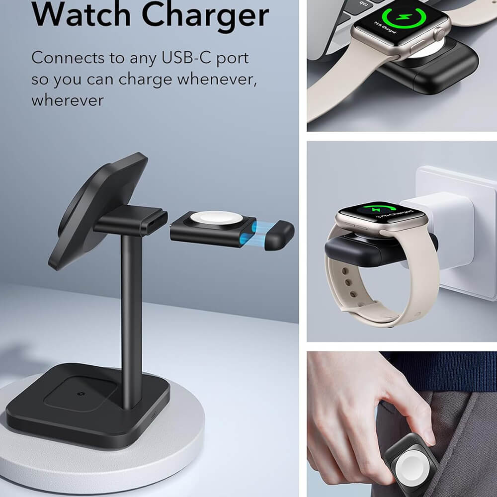 ESR 3in1 HaloLock Qi2 Ασύρματος Μαγνητικός Φορτιστής MagSafe - Black