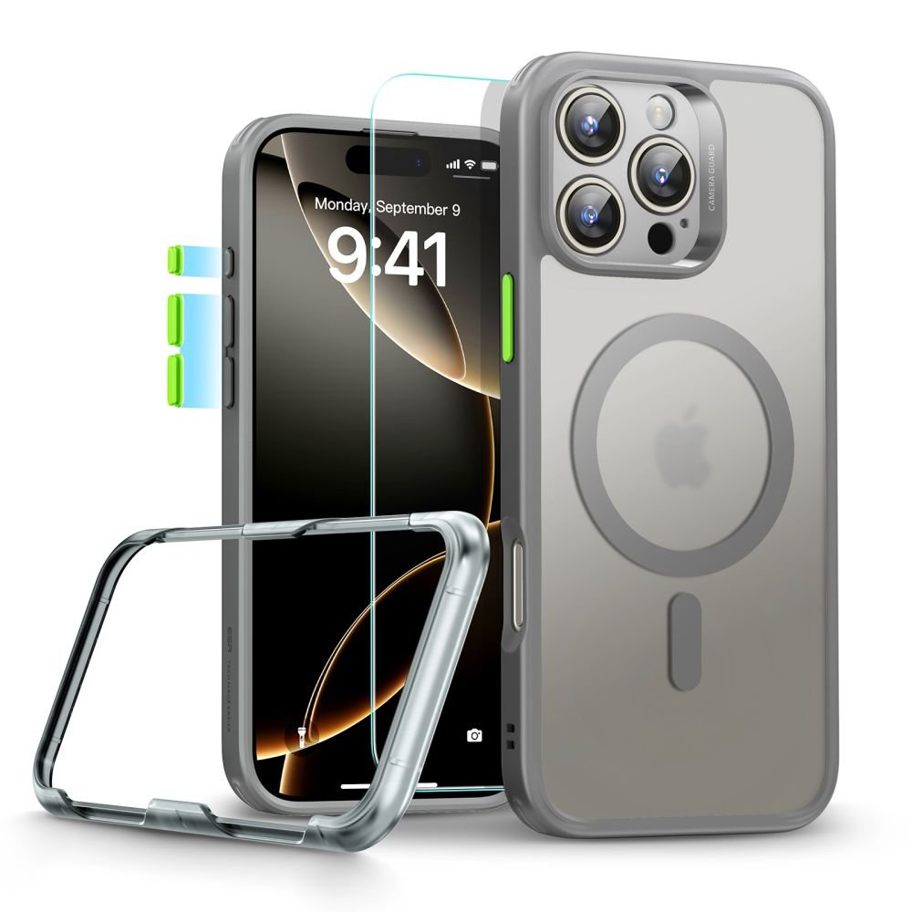ESR iPhone 16 Pro - Classic Pro Halolock - Σετ με 1 Αντιχαρακτικό Γυαλί Οθόνης και Θήκη MagSafe - Frosted Grey