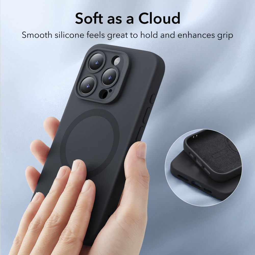 ESR iPhone 15 Pro Max Cloud Halolock MagSafe Σκληρή Θήκη με Πλαίσιο Σιλικόνης - Black