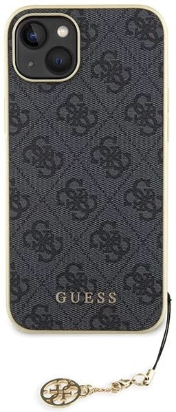 Guess iPhone 15 Plus - 4G Charms Collection Θήκη με Επένδυση Συνθετικού Δέρματος - Grey - GUHCP15MGF4GGR