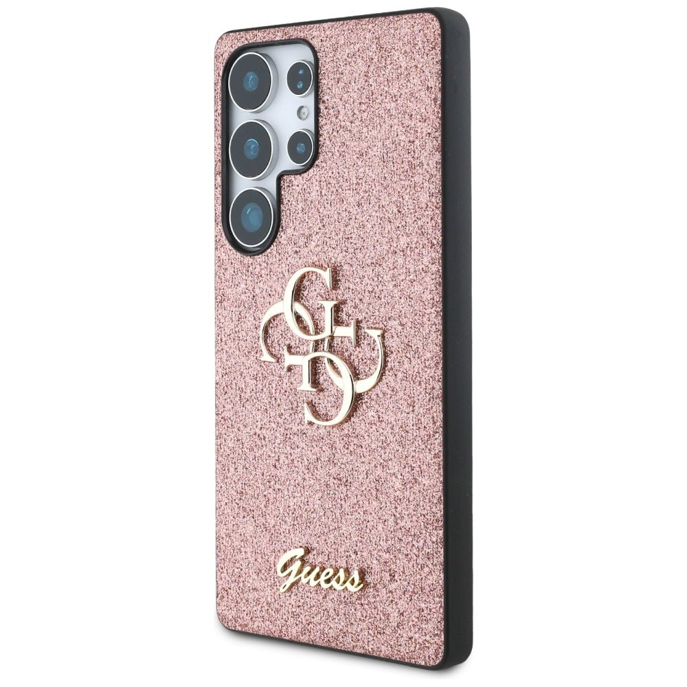 Guess Samsung Galaxy S25 Ultra - Fixed Glitter Big 4G - Σκληρή Θήκη με Πλαίσιο Σιλικόνης - Pink - GUHCS25LHG4SGP