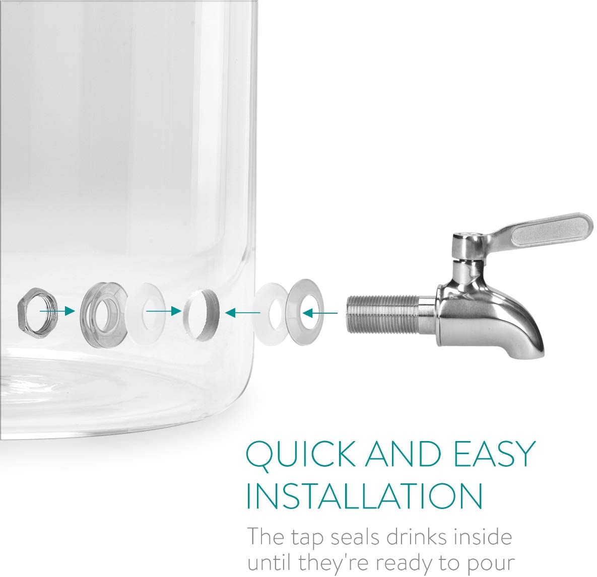 Navaris Drinks Dispenser Γυάλινος Διανεμητής Ποτού - 5.6L - Διάφανο - 51377.01