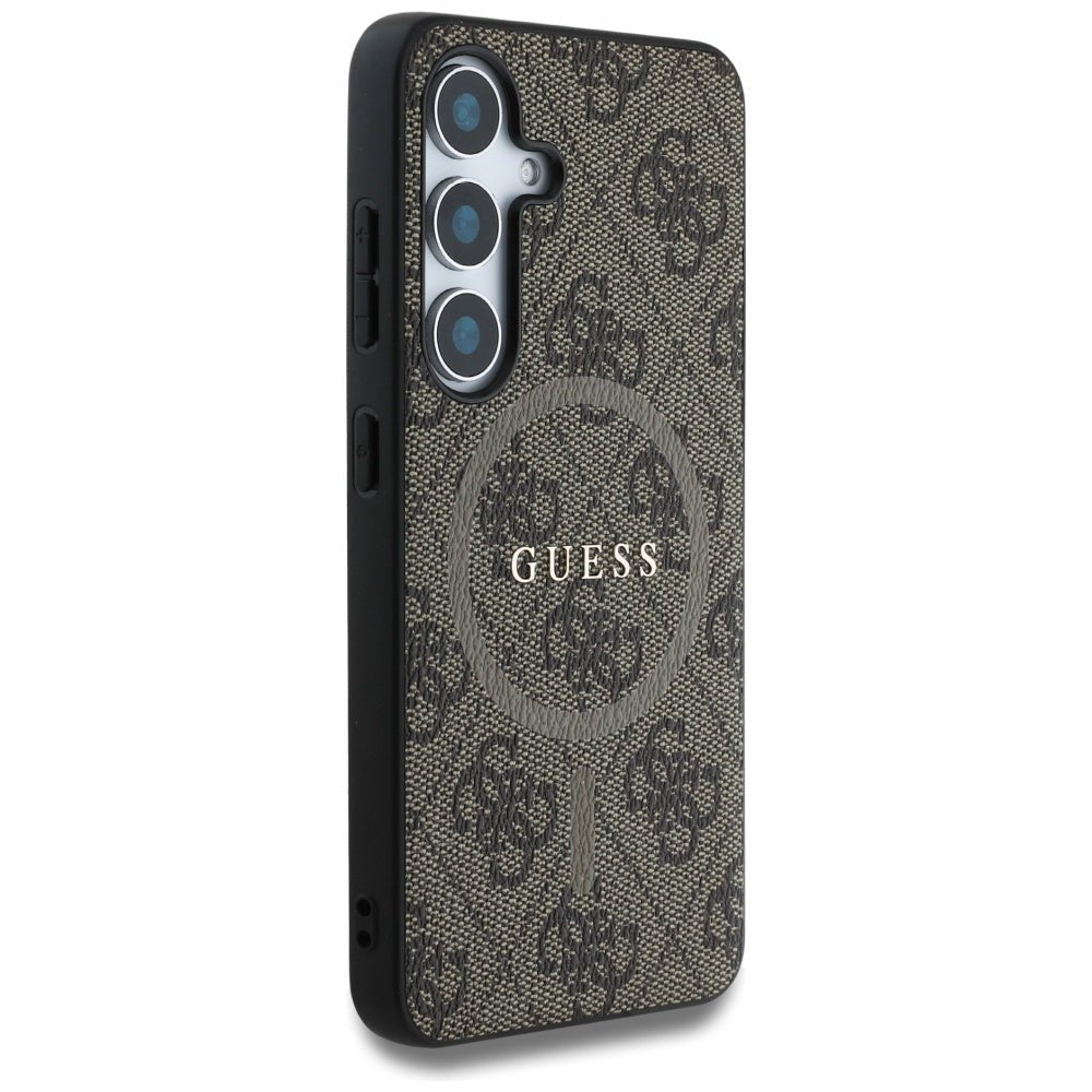 Guess Samsung Galaxy S25 - Leather 4G Colored Ring Classic Logo - MagSafe Θήκη με Επένδυση Συνθετικού Δέρματος - Brown - GUHMS25SG4GFRW