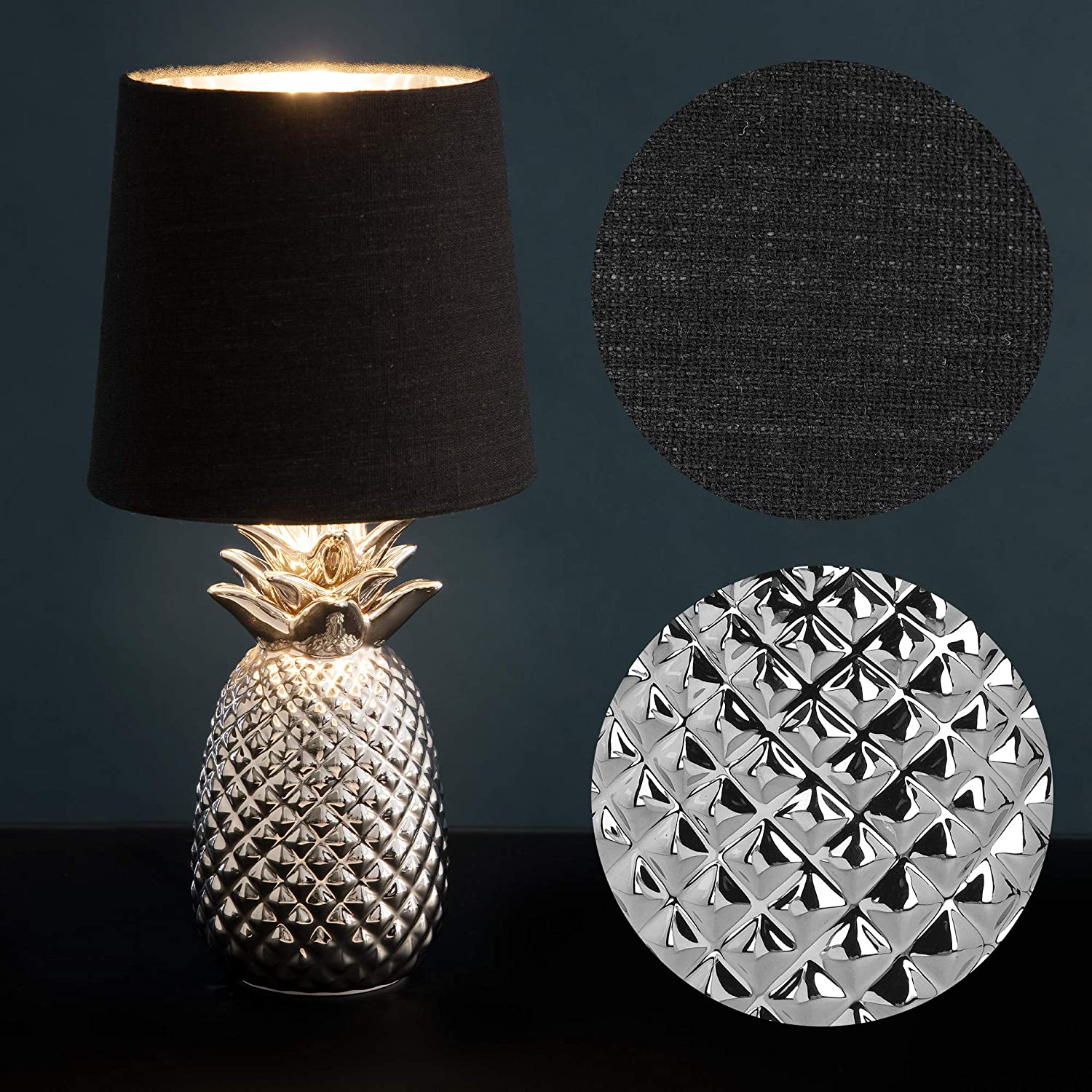 Navaris Desk Lamp Επιτραπέζιο Φωτιστικό - Ανανάς - 35cm - Silver / Black - 49150.67.01