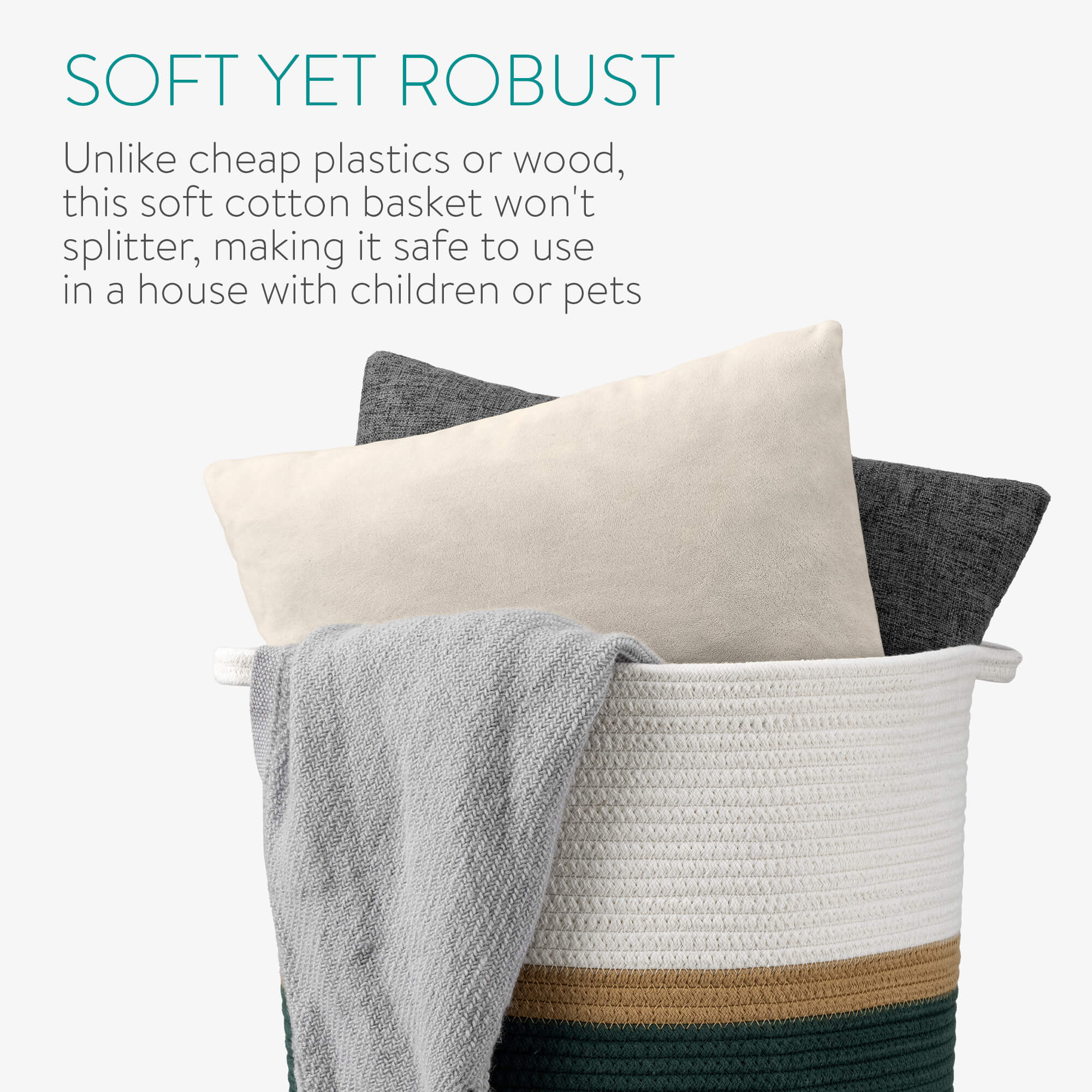 Navaris Βαμβακερό Καλάθι Αποθήκευσης - Dark Green / Natural / Cream - 55377.3.80