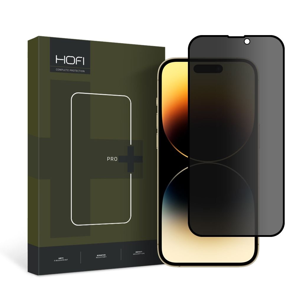 Hofi iPhone 15 Anti Spy Glass Pro+ 0.3mm 2.5D 9H Full Screen Tempered Glass Αντιχαρακτικό Γυαλί Οθόνης - Privacy - Black