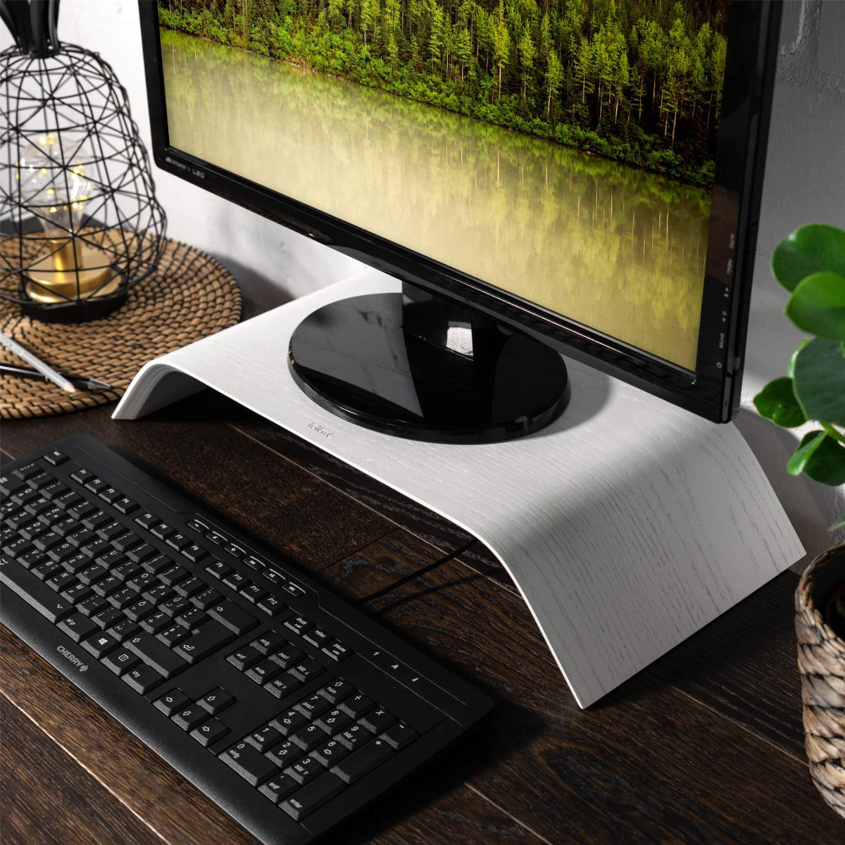 Kalibri Computer Monitor Wood Stand Βάση Στήριξης Οθόνης από Ξύλο - White Oak - 39070.02