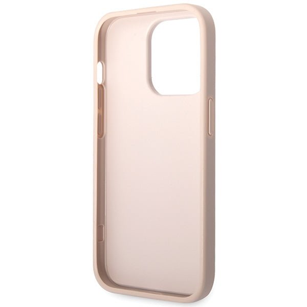 Guess iPhone 15 Pro - 4G Big Metal Logo Θήκη με Επένδυση Συνθετικού Δέρματος - Pink - GUHCP15L4GMGPI
