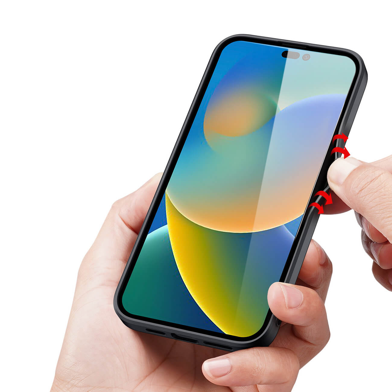 Dux Ducis iPhone 14 Pro Fino Series Σκληρή Θήκη με Πλαίσιο Σιλικόνης και Επένδυση από Ύφασμα - Black