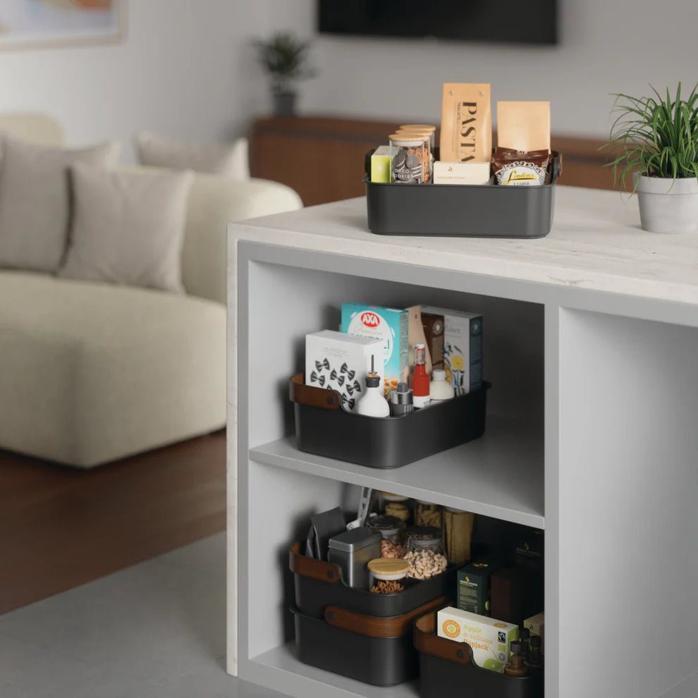 Umbra Bellwood Δοχείο Αποθήκευσης - Οργάνωσης με Ξύλινη Λαβή - Medium - Black / Walnut