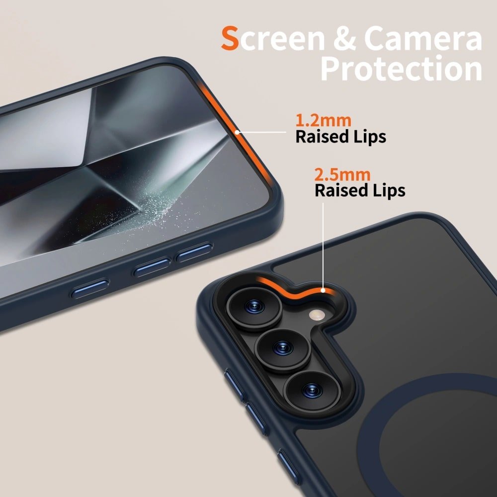 Tech - Protect Samsung Galaxy S25 MagMat Σκληρή Θήκη με Πλαίσιο Σιλικόνης και MagSafe - Matte Navy / Ημιδιάφανη