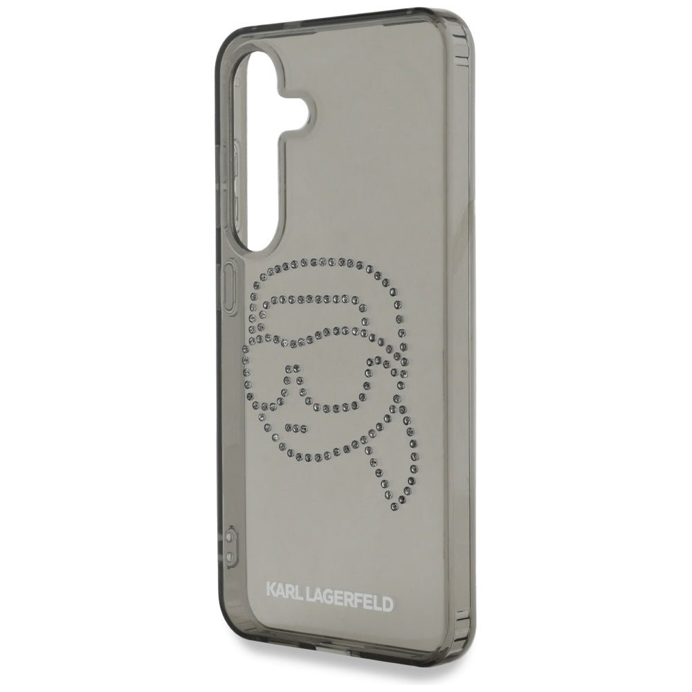 Karl Lagerfeld Samsung Galaxy S25 - Rhinestones Karl Head Logo - Σκληρή Θήκη με Πλαίσιο Σιλικόνης - Black - KLHCS25SHKHDCELK