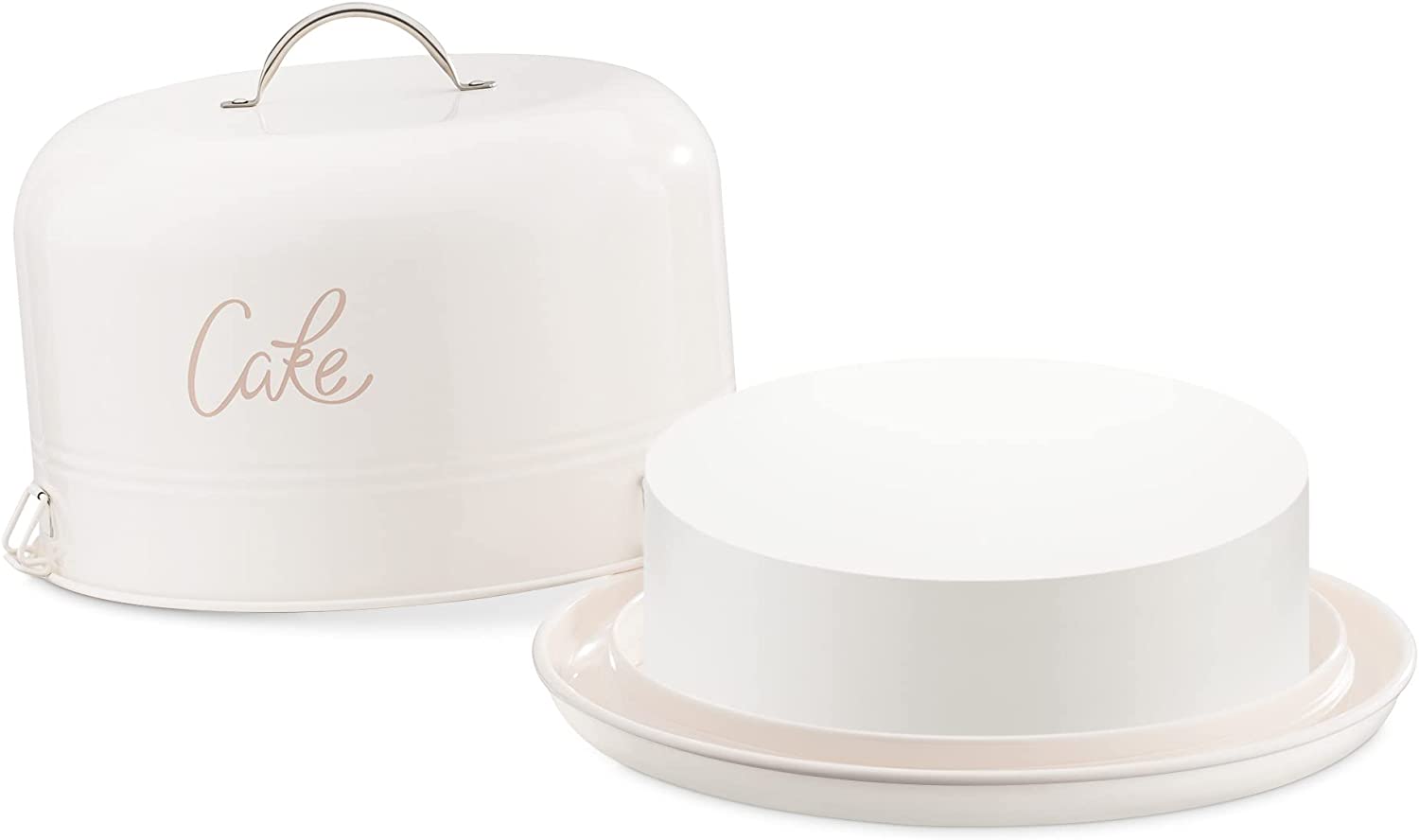 Navaris Μεταλλικό Κουτί Μεταφοράς Κέικ - 25cm - Cream - 58088.01.16