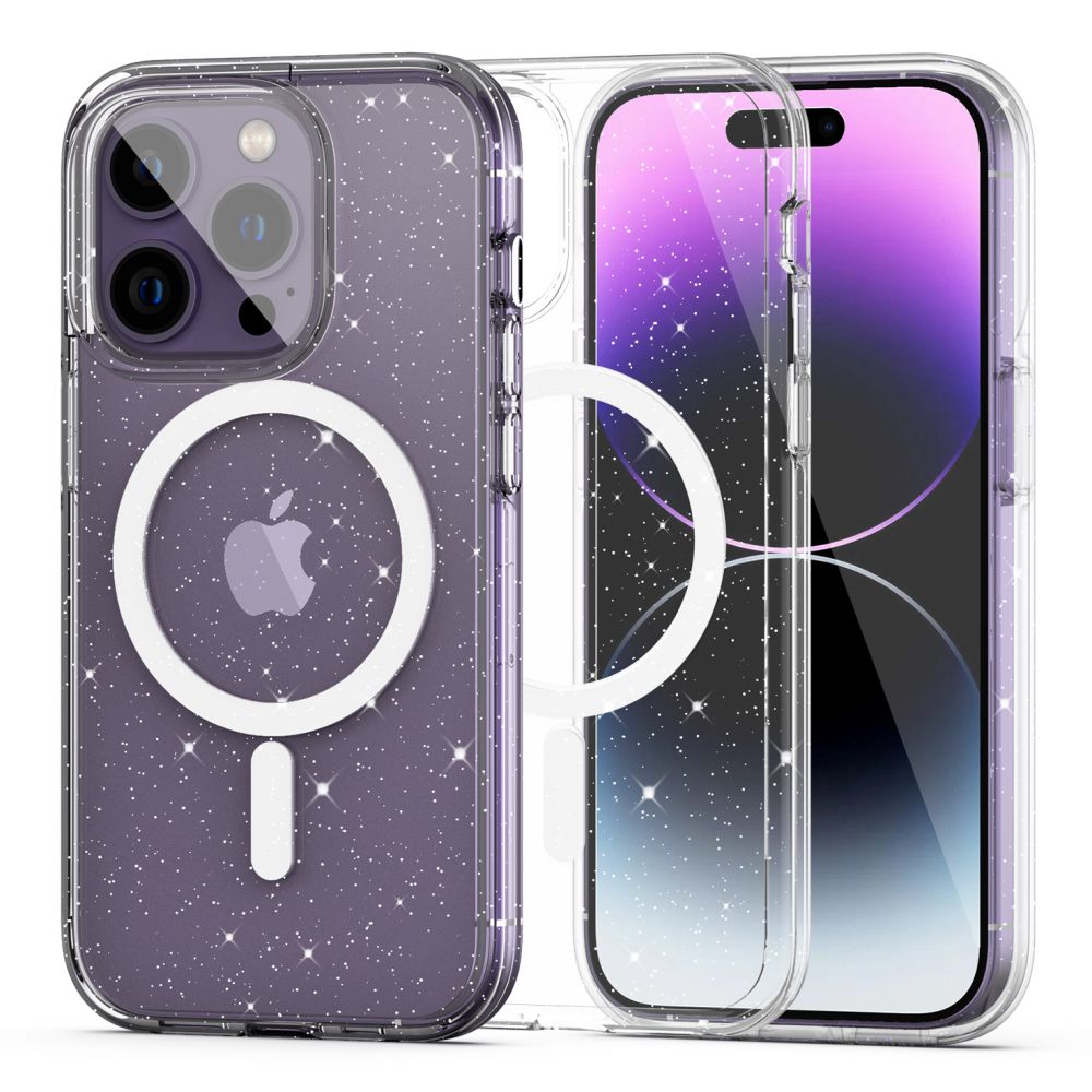 Tech - Protect iPhone 14 Pro Flexair Hybrid MagSafe Σκληρή Θήκη με Πλαίσιο Σιλικόνης και MagSafe - Glitter