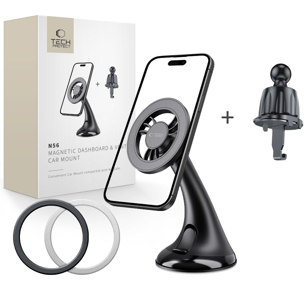 Tech - Protect N56 Μαγνητική MagSafe Βάση Αυτοκινήτου για το Ταμπλό και τον Αεραγωγό - Black