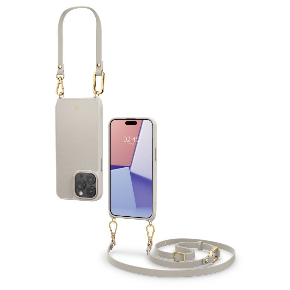 Spigen Cyrill iPhone 15 Pro Max Classic Charm Mag Σκληρή Θήκη MagSafe με Πλαίσιο Σιλικόνης και Λουράκι - Cream